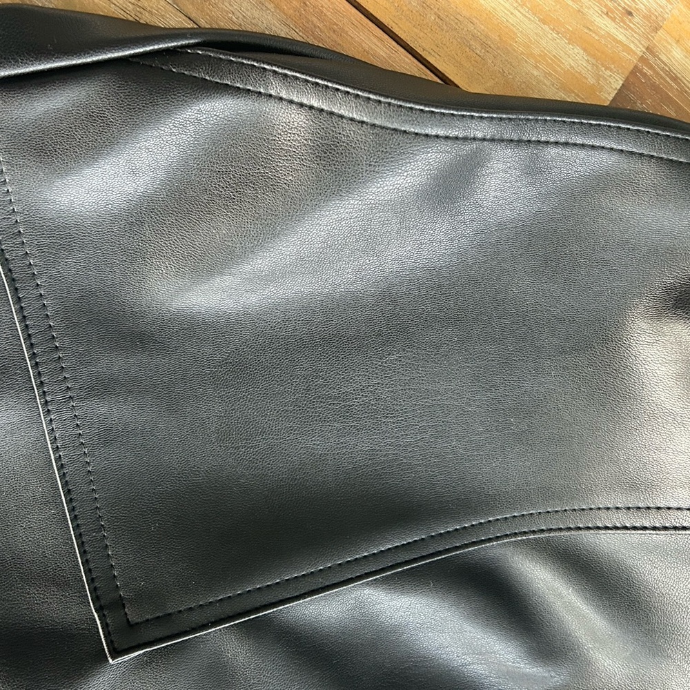 LOFT Black Faux Leather Shirt Dress - Picture 6 of 7